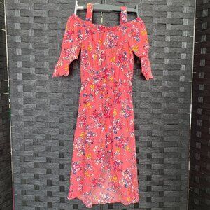 Jenna & Jessie Girls Floral Cold‎ Shoulder High Low Dress Size 10 Coral